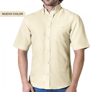 CAMISA MANGA CORTA LINO CABALLERO -BEIGE