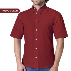 CAMISA MANGA CORTA LINO CABALLERO-BORDO
