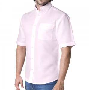 CAMISA MANGA CORTA LINO CABALLERO-ROSA