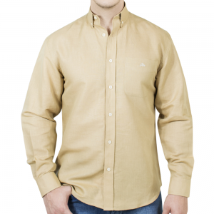 CAMISA MANGA LARGA LINO 100% NATURAL - KAKI