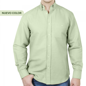 CAMISA MANGA LARGA LINO CABALLERO-VERDE MANZANA