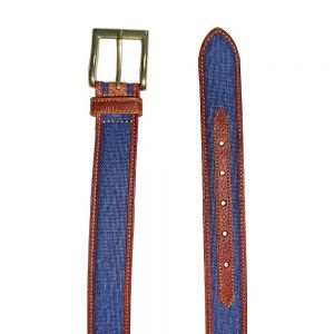 CINTO SPORTS LONA Y CUERO AZUL